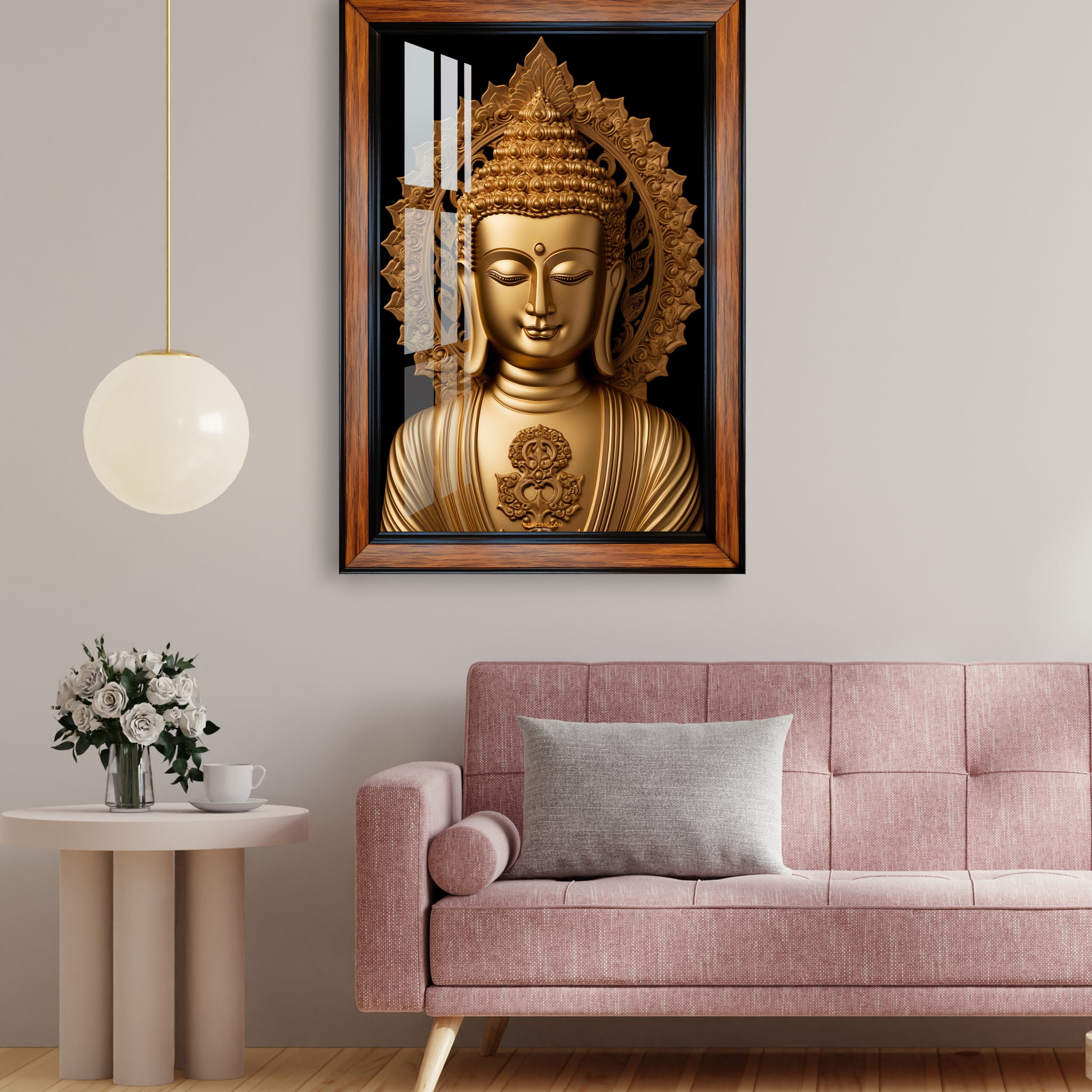 Lord budha golden photo frame for home and office