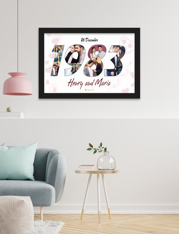Year Numeric Letter Photo with date and name Collage your photo anniversary gift frame
