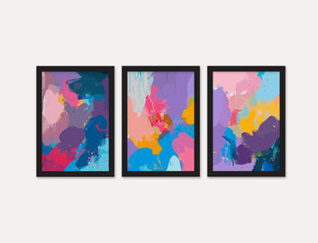 Abstract colorful Art  Set of 3 Piece Wall Décor Set of Framed Wall Hanging Photo Framed | For Hotel, Office & Home