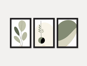 Abstract Modern 3 Piece Set of Framed Wall Hanging Photo Frame | For Hotel, Office & Home