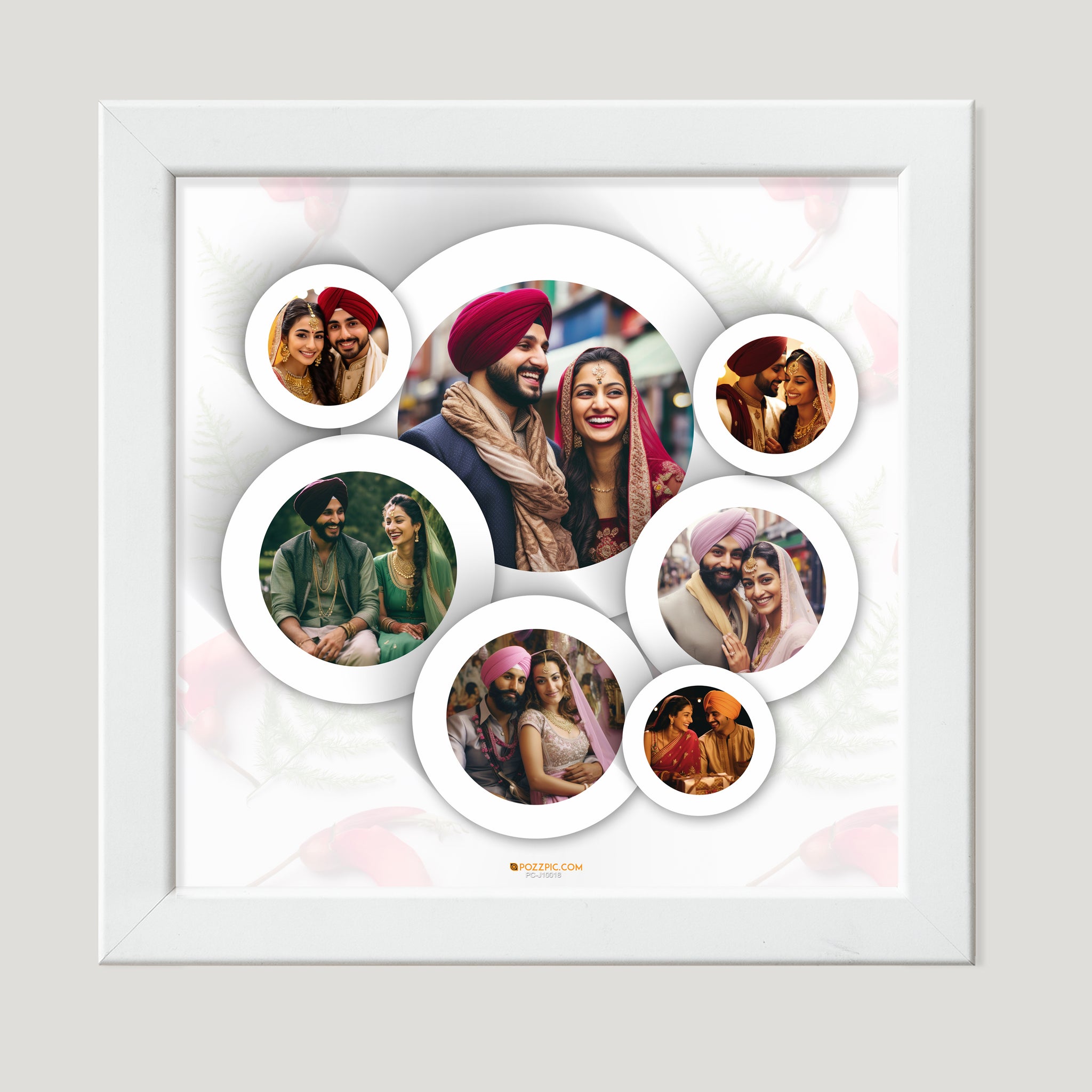 Punjabi Couple photo collage frame black and white premium quality square Frames