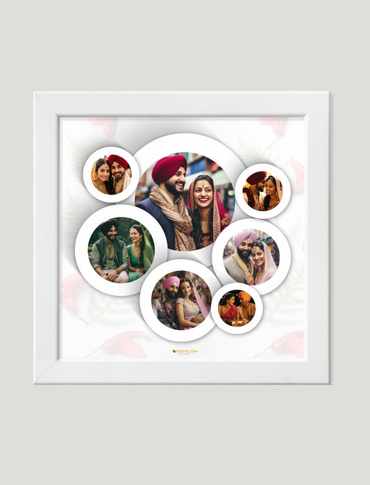 Punjabi Couple photo collage frame black and white premium quality square Frames