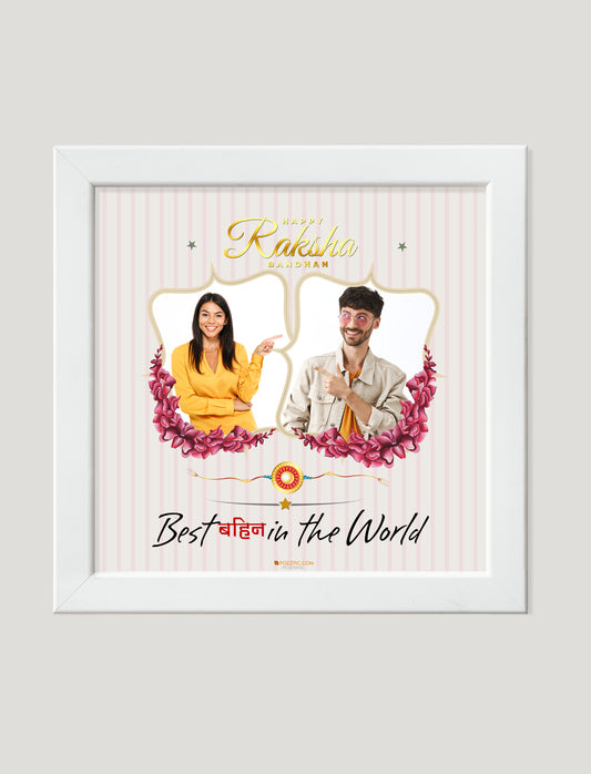 Rakhi with Personalized Photo Frame black and white premium quality square Frames