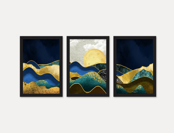 Abstract Modern mount 3-Piece Wall Hanging Photos Framed | For Hotel, Office & Home