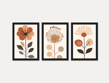 Abstract Modern flower 3 Piece Set of Framed Wall Hanging Photo Frame | For Hotel, Office & Home