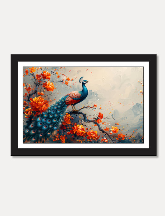 Peacock painting vastu framed for Living Room, Bedroom, Home, Office, Hotels decore