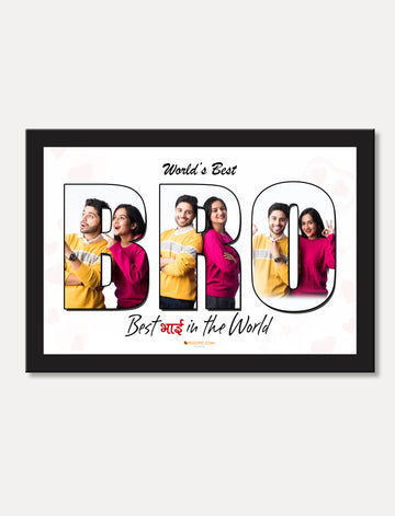 Bro name frame best gift for bro  Personalised  Black Frame