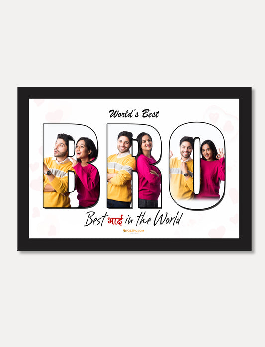 Bro name frame best gift for bro  Personalised  Black Frame