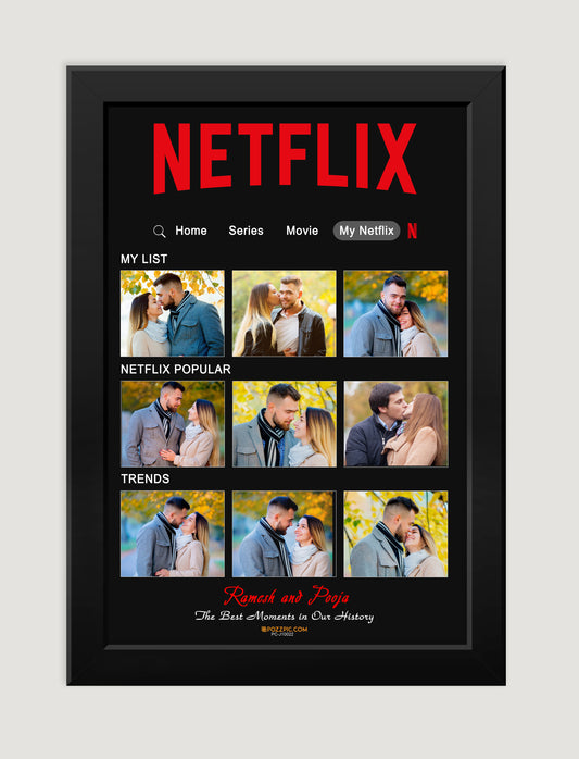 Netflix Theme Customised Photo wtih date and name white Frames