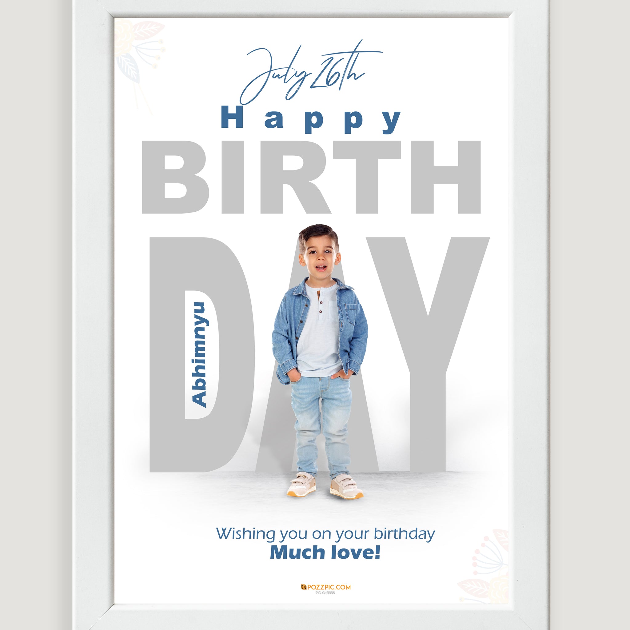 Birthday Customised Photo wtih date and name white premium quality  Frames
