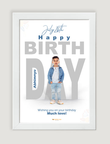Birthday Customised Photo wtih date and name white premium quality  Frames
