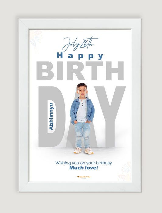 Birthday Customised Photo wtih date and name white premium quality  Frames