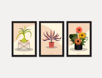 Abstract Painting Wall Art of 3 Piece Wall Décor Set of Framed Wall Hanging Photo Framed | For Hotel, Office & Home