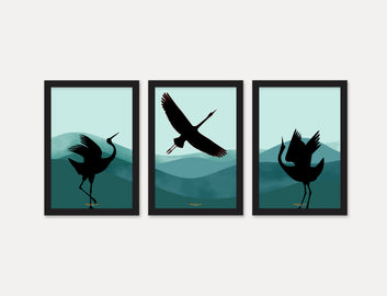Duke Abstract Modern flower 3 Piece Set of Framed Wall Hanging Photo Frame | For Hotel, Office & Home