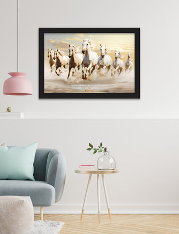 7 Running Horses Painting Vastu framed for best  shop Living Room, Bedroom, Home, Office, Hotels decor