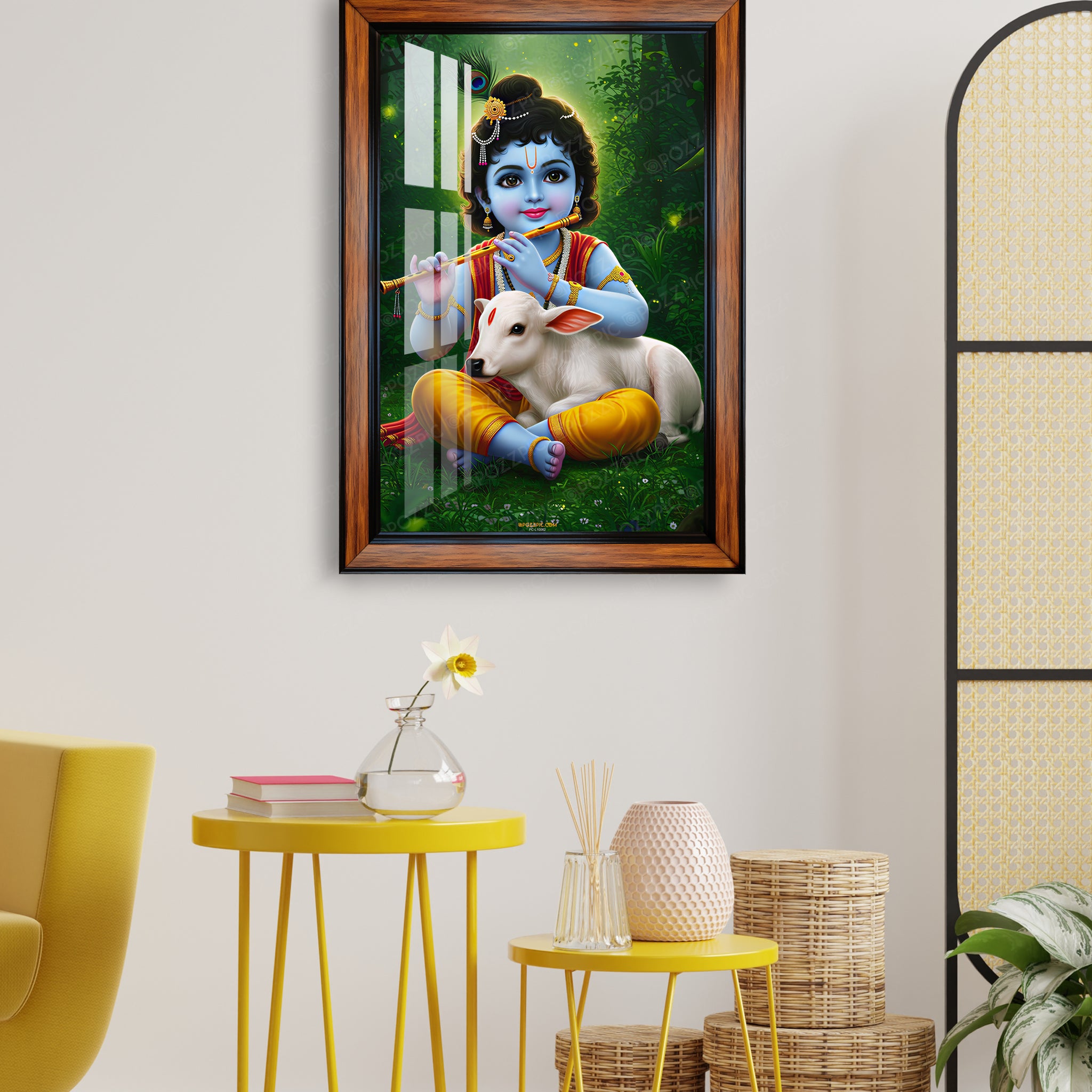 Little Krishna , with cow , Gopal Photo Frame for home and office décor