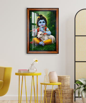 Little Krishna , with cow , Gopal Photo Frame for home and office décor