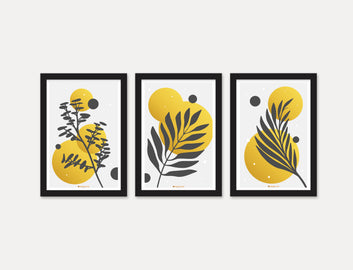 Floral Art  Set of 3 Piece Wall Décor Set of Framed Wall Hanging Photo Framed | For Hotel, Office & Home