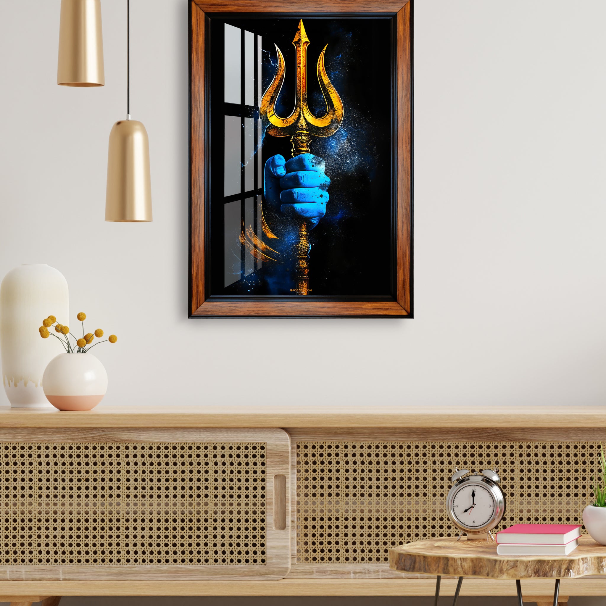 Shiva trishul golden photo frame for home and office