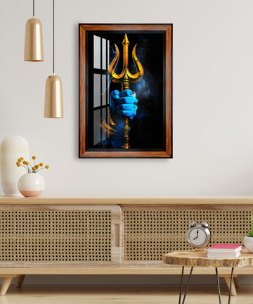 Shiva trishul golden photo frame for home and office