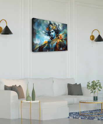 Krishan Canvas Art Print and Back side wooden frame Wall Decor