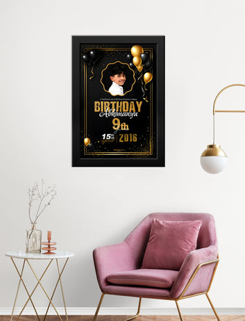 Birthday single photo  with name date  black and white premium quality  Frames