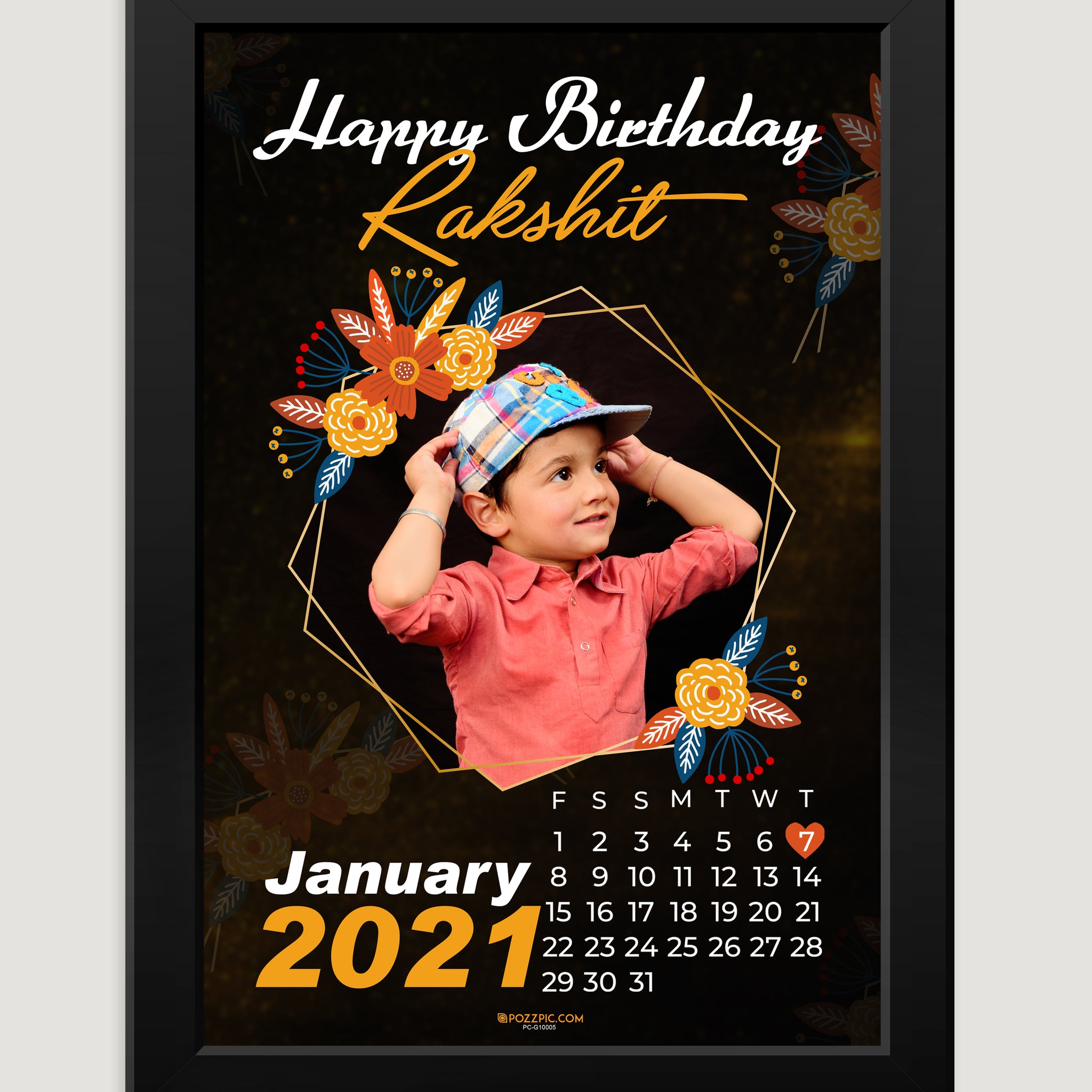 Birthday Customised Photo wtih date and name white Frames