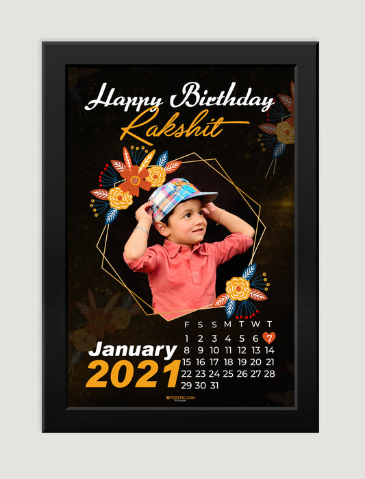 Birthday Customised Photo wtih date and name white Frames