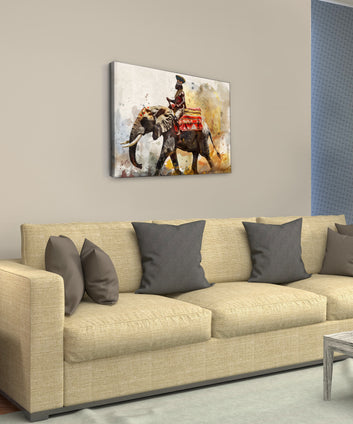 Watercolor-Elephant- Canvas Art Print and Back side wooden frame Wall Decor
