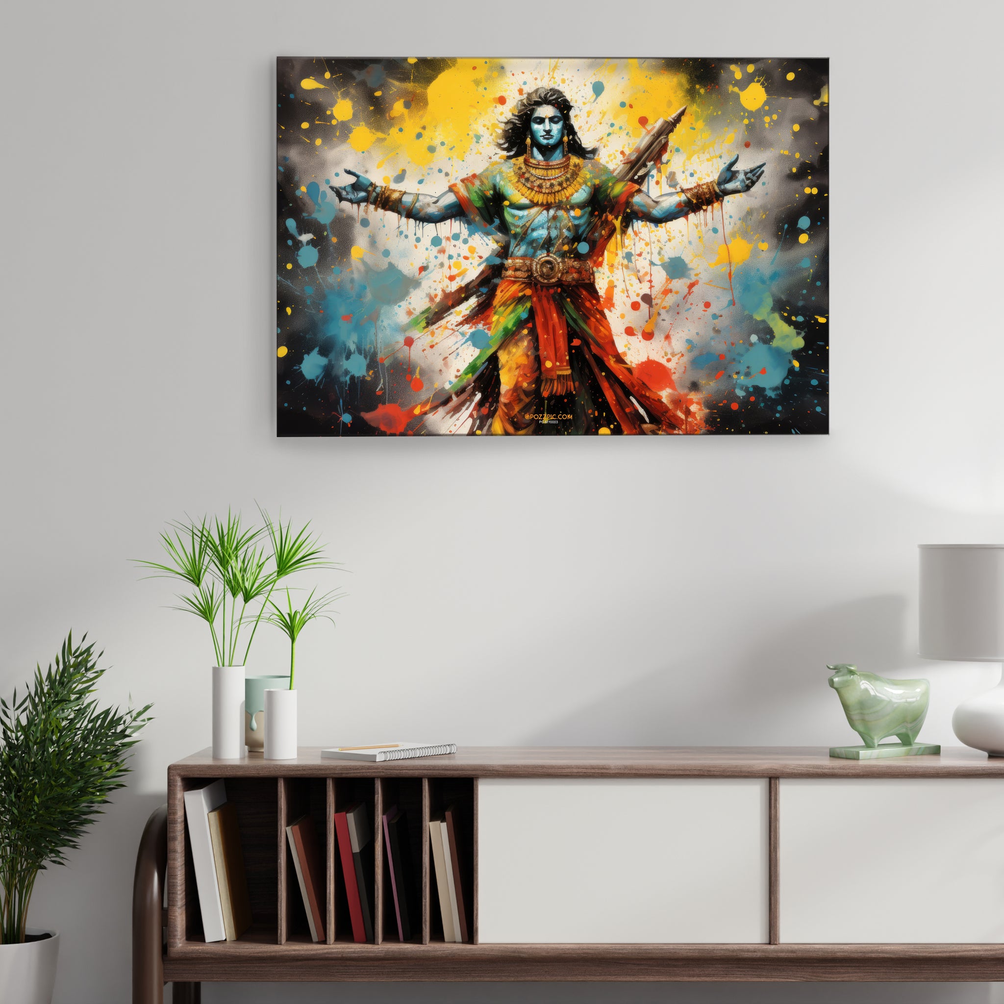 Krishna holi Canvas Art Print and Back side wooden frame Wall Decor