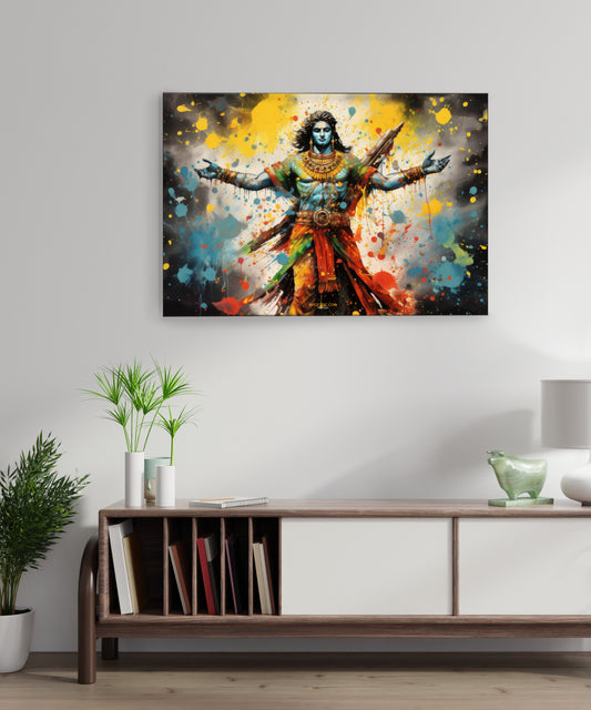 Krishna holi Canvas Art Print and Back side wooden frame Wall Decor