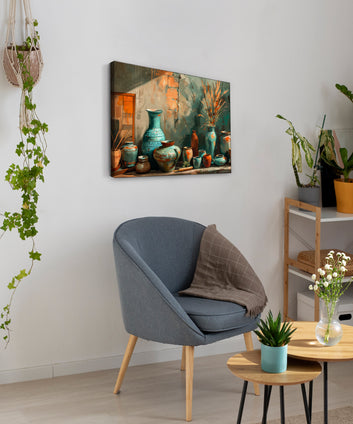 Pottery-illustration  Canvas Art Print and Back side wooden frame Wall Decor