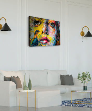Abstract-portrait Canvas Art Print and Back side wooden frame Wall Decor