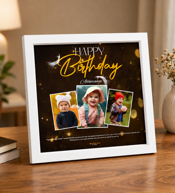 Little baby birthday photo frame black and white premium quality square Frames