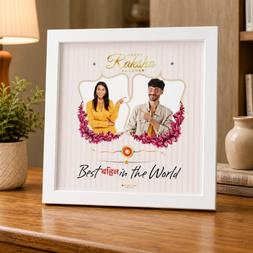 Rakhi with Personalized Photo Frame black and white premium quality square Frames