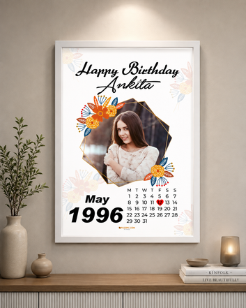 Birthday Customised Photo wtih date and name white Frames