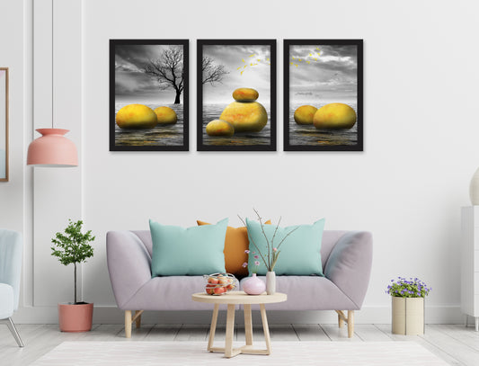 3 Piece Set of Framed Wall Hanging Photo Frame | For Hotel, Office & Home