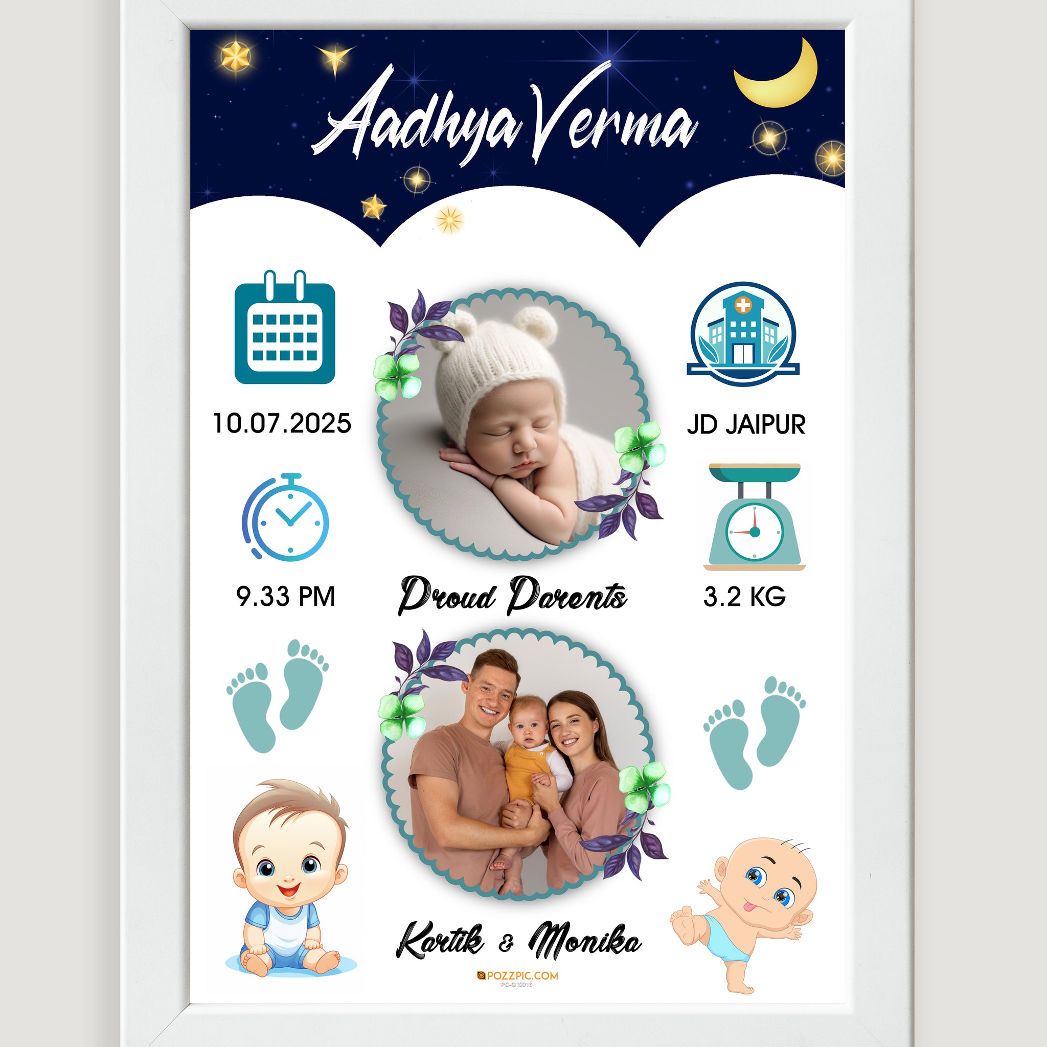 Personalized Baby Frame Photo gift black and white premium quality  Frames